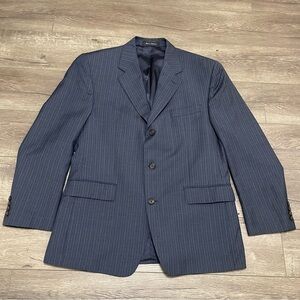Lauren Ralph Lauren Blazer Sport Coat Mens Sz 42R Blue Pinstriped Wool Cashmere